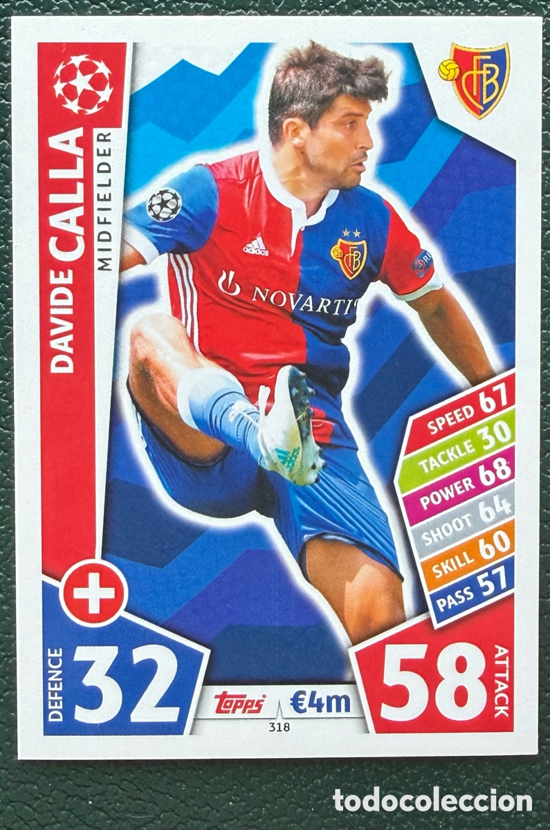 Cromos de Futebol: 318 DAVIDE CALLA FC BASEL 1893 FICHAS ALBUM MATCH ATTAX CHAMPIONS TOPPS 2017 2018 17 18