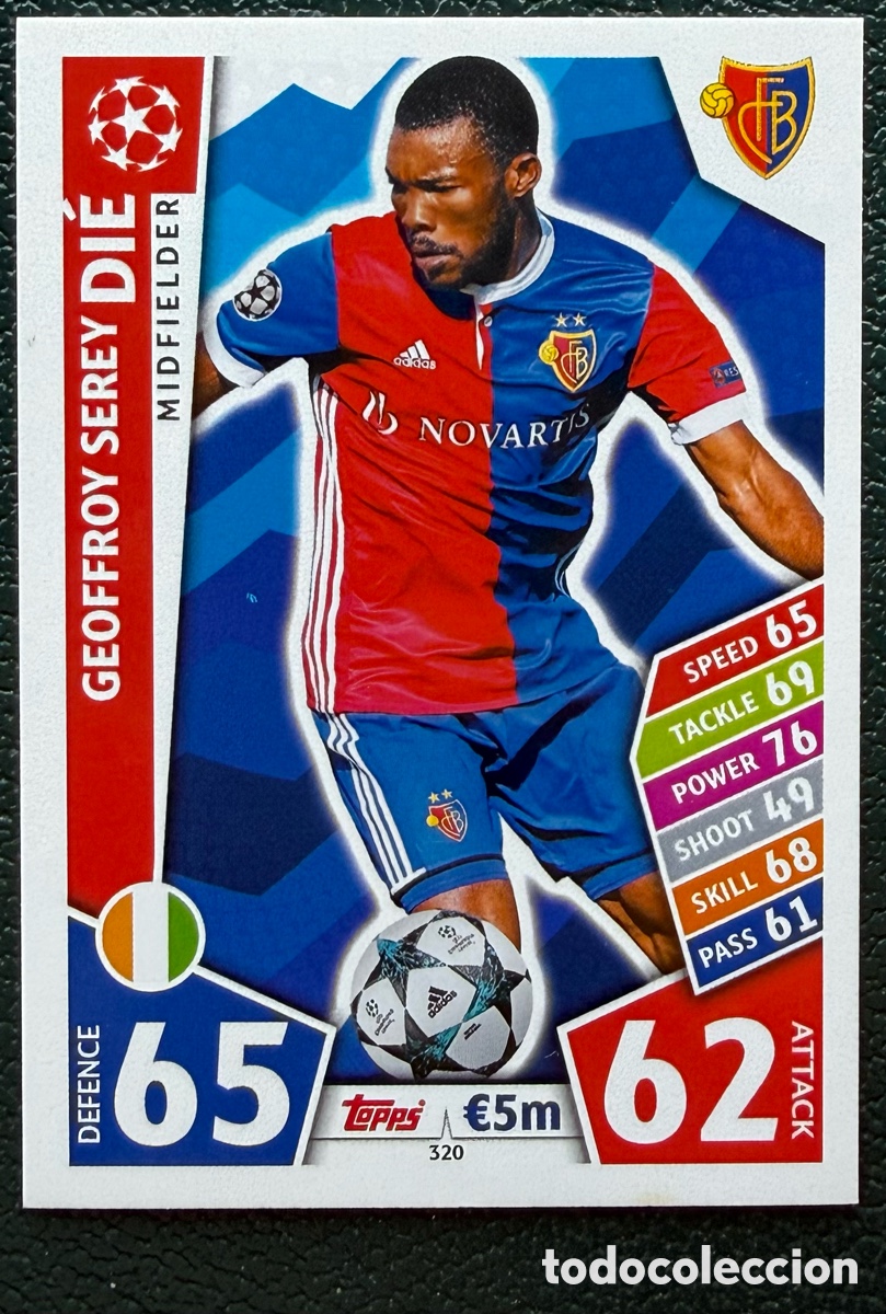 Fu&szlig;ball-Sticker: 320 GEOFFROY SEREY DIE FC BASEL 1893 FICHAS ALBUM MATCH ATTAX CHAMPIONS TOPPS 2017 2018 17 18