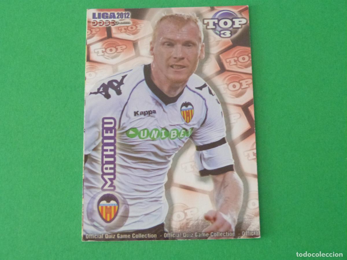 Cromos de F&uacute;tbol: TRADING CARD FUTBOL MATHIEU VALENCIA C.F. BRILLO ROJO LISO N&ordm; 579 TOP MUNDICROMO 2011-2012/11-12