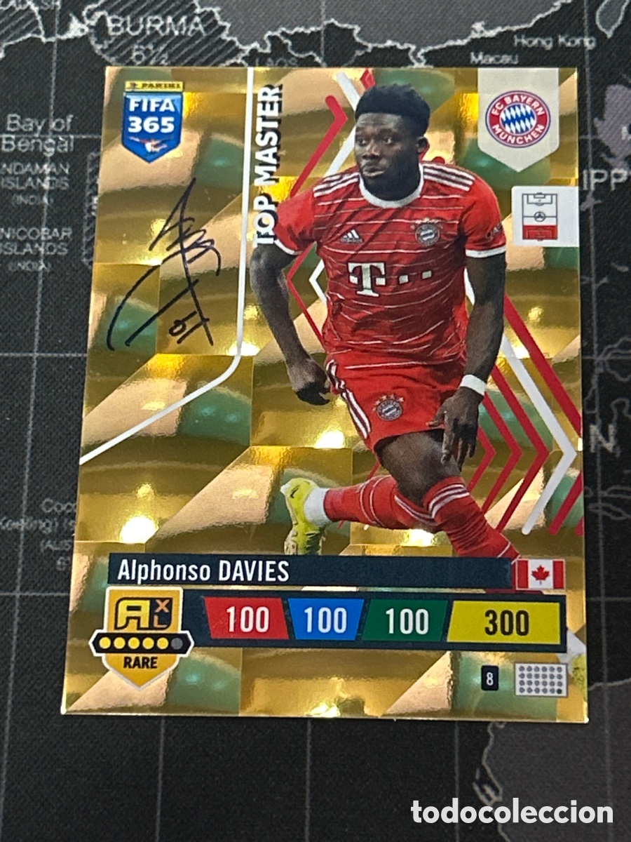 Cromos de F&uacute;tbol: 8 ALPHONSO DAVIES (BAYERN MUNICH) TOP MASTER PANINI ADRENALYN XL FIFA 365 2023 23