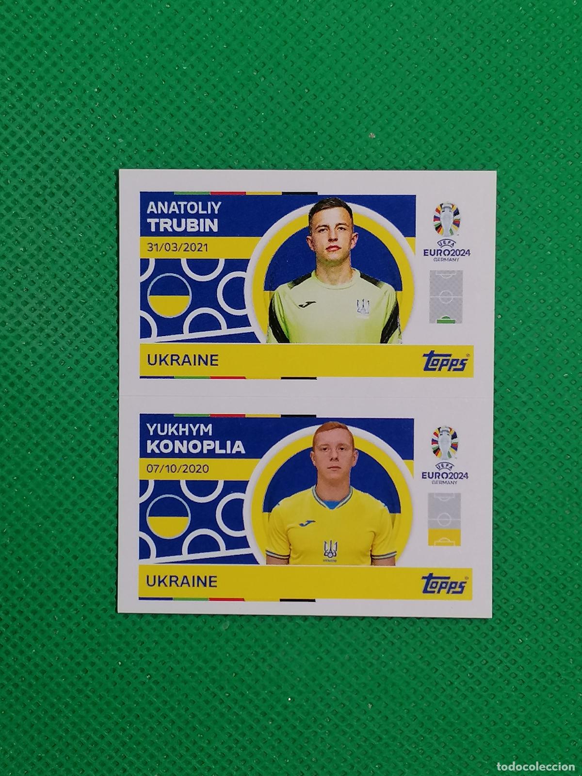 Fu&szlig;ball-Sticker: UKR 2 3 UKR2 UKR3 TRUBIN KONOPLIA UCRANIA ⚽ TOPPS EURO 2024 24 GERMANY STICKERS ⚽