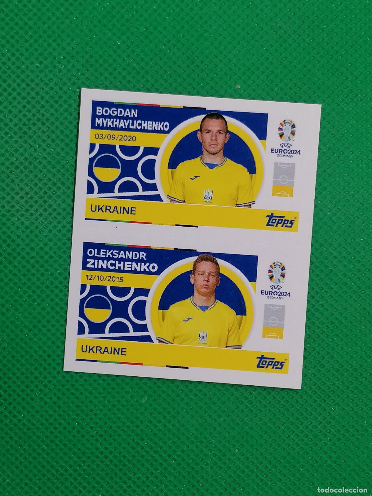 Fu&szlig;ball-Sticker: UKR 4 5 UKR4 UKR5 MYKHAYLICHENKO ZINCHENKO UCRANIA ⚽ TOPPS EURO 2024 24 GERMANY STICKERS ⚽