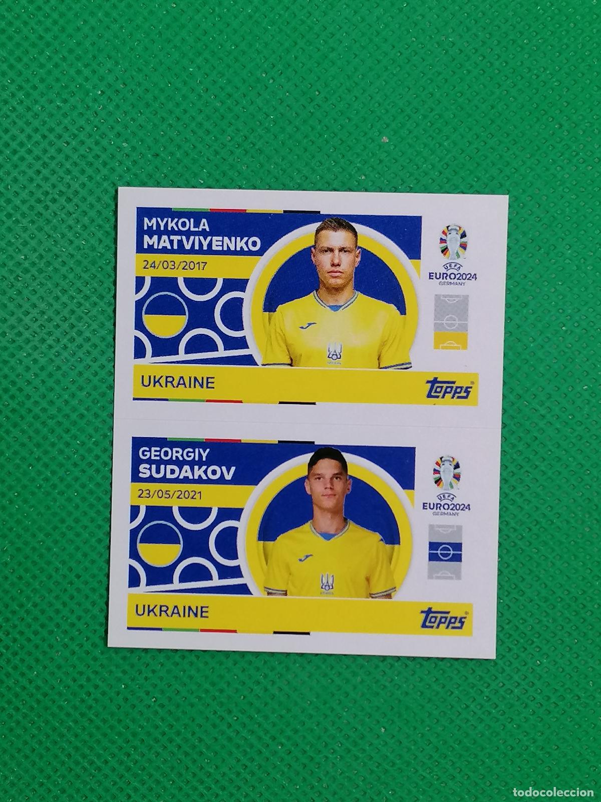 Cromos de F&uacute;tbol: UKR 8 9 UKR8 UKR9 MATVIYENKO SUDAKOV UCRANIA ⚽ TOPPS EURO 2024 24 GERMANY STICKERS ⚽