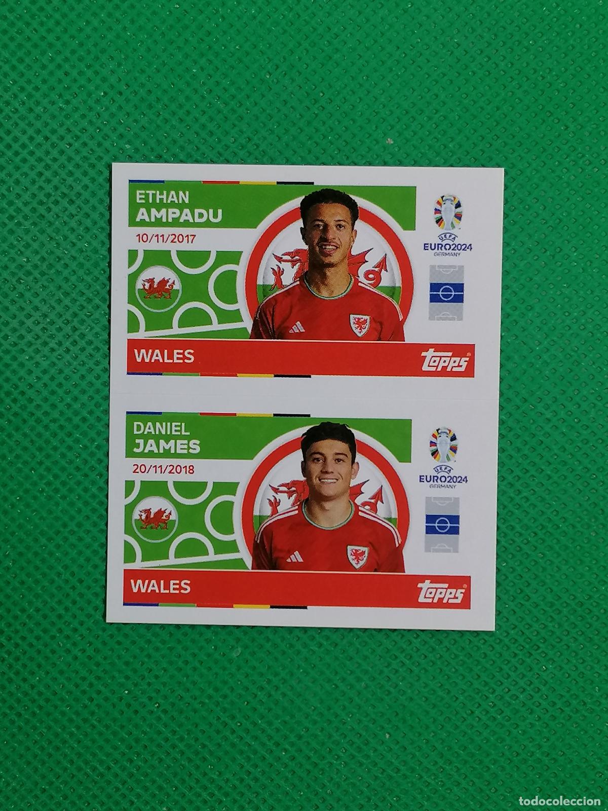 Cromos de F&uacute;tbol: WAL 12 13 WAL12 WAL13 AMPADOU JAMES GALES ⚽ TOPPS EURO 2024 24 GERMANY STICKERS ⚽