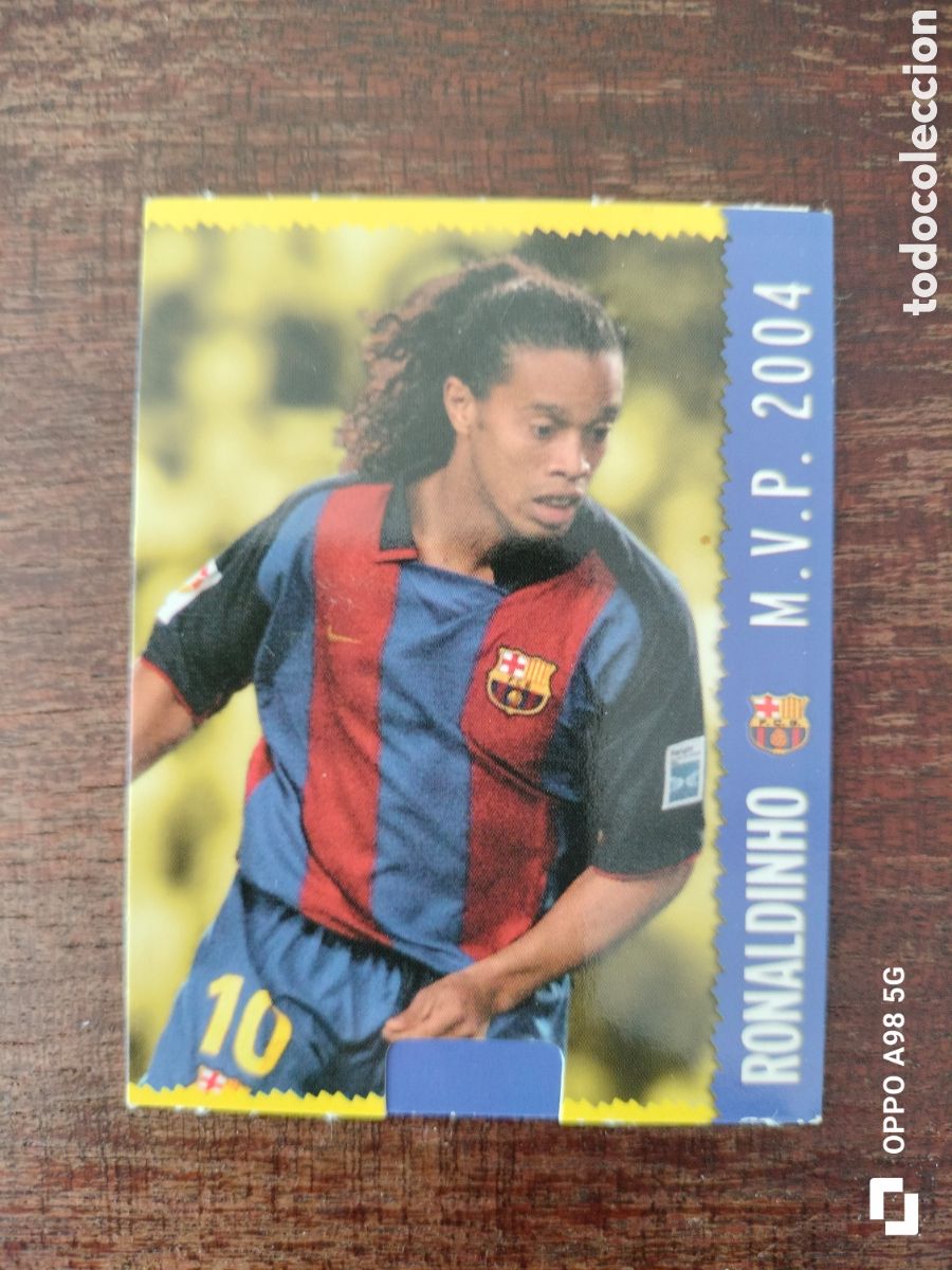 Figurine di Calcio: Cromo card Ficha Magic El mejor Ronaldinho Barcelona Mundicromo 2004 2005b04 05
