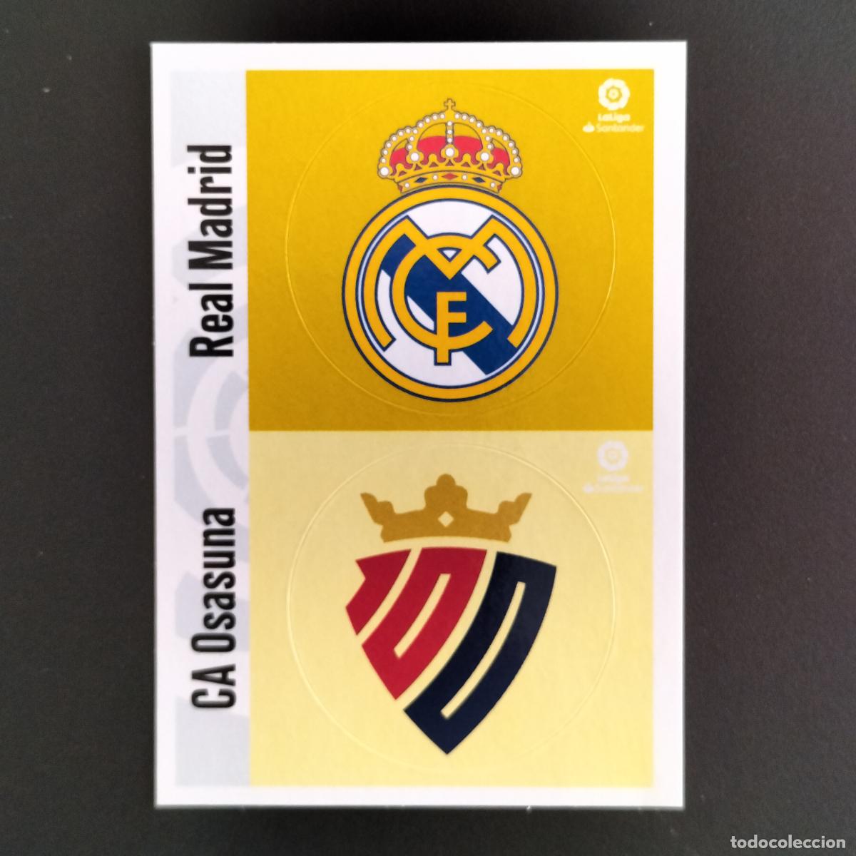 Cromos de F&uacute;tbol: ESCUDO LOGO REAL MADRID Y OSASUNA CROMOS LALIGA SANTANDER ESTE 2020 2021 20 21 LIGA PANINI