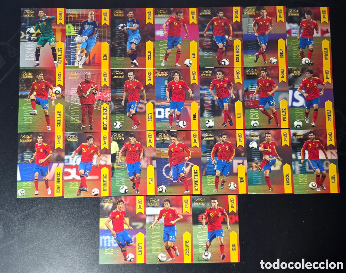 Cromos de F&uacute;tbol: Lote x24 cards Tributo Panini Selecci&oacute;n Espa&ntilde;ola Sud&aacute;frica 2010 Campeones Espa&ntilde;a