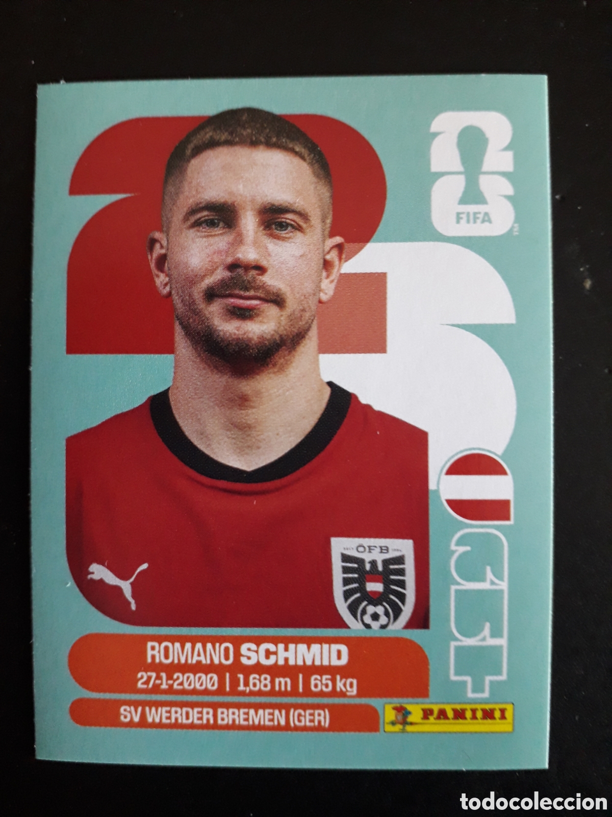 Cromos de F&uacute;tbol: SCHMID AUSTRIA AUT 16 MUNDIAL F&Uacute;TBOL 2026 FIFA WORLD CUP PANINI SIN PEGAR PEDIDO M&Iacute;NIMO 3&euro;