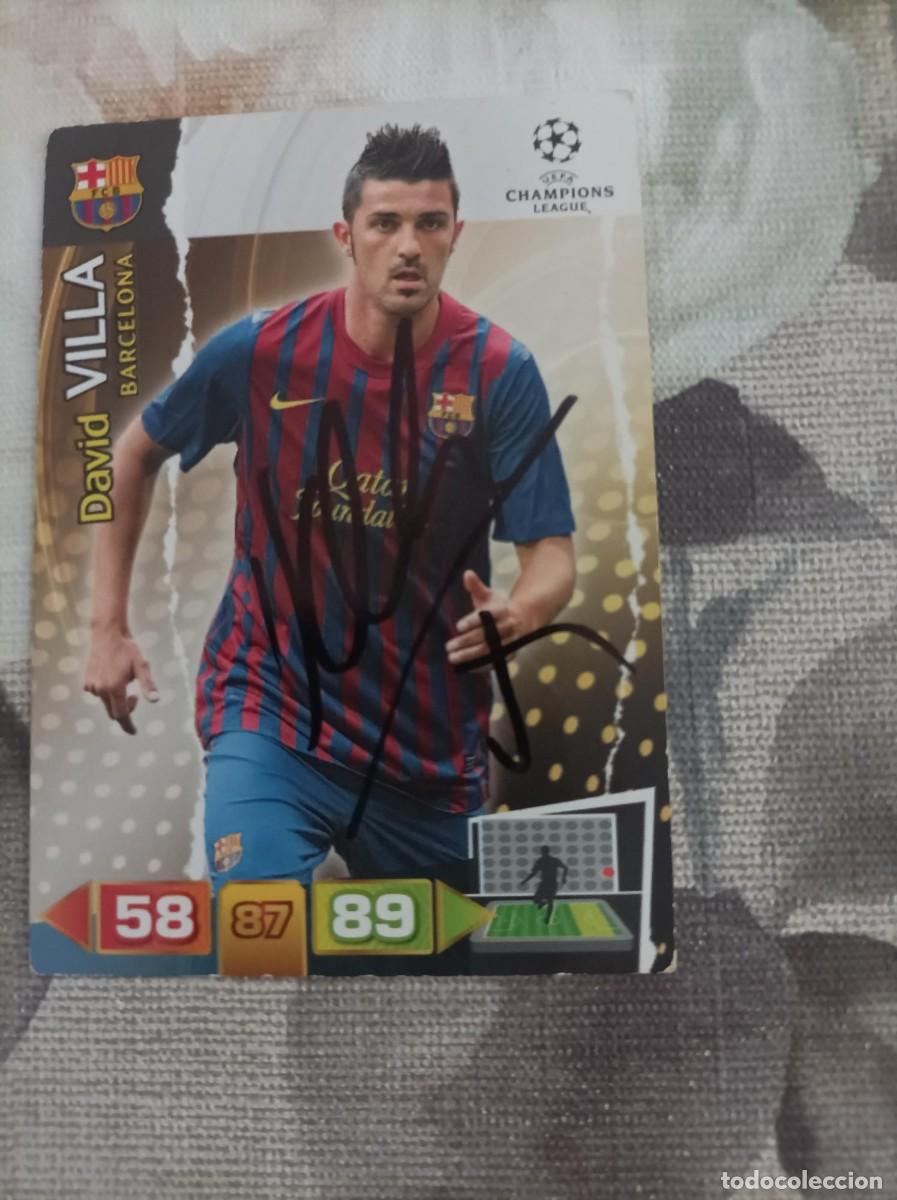Cromos de F&uacute;tbol: Cromo futbol firmado David Villa
