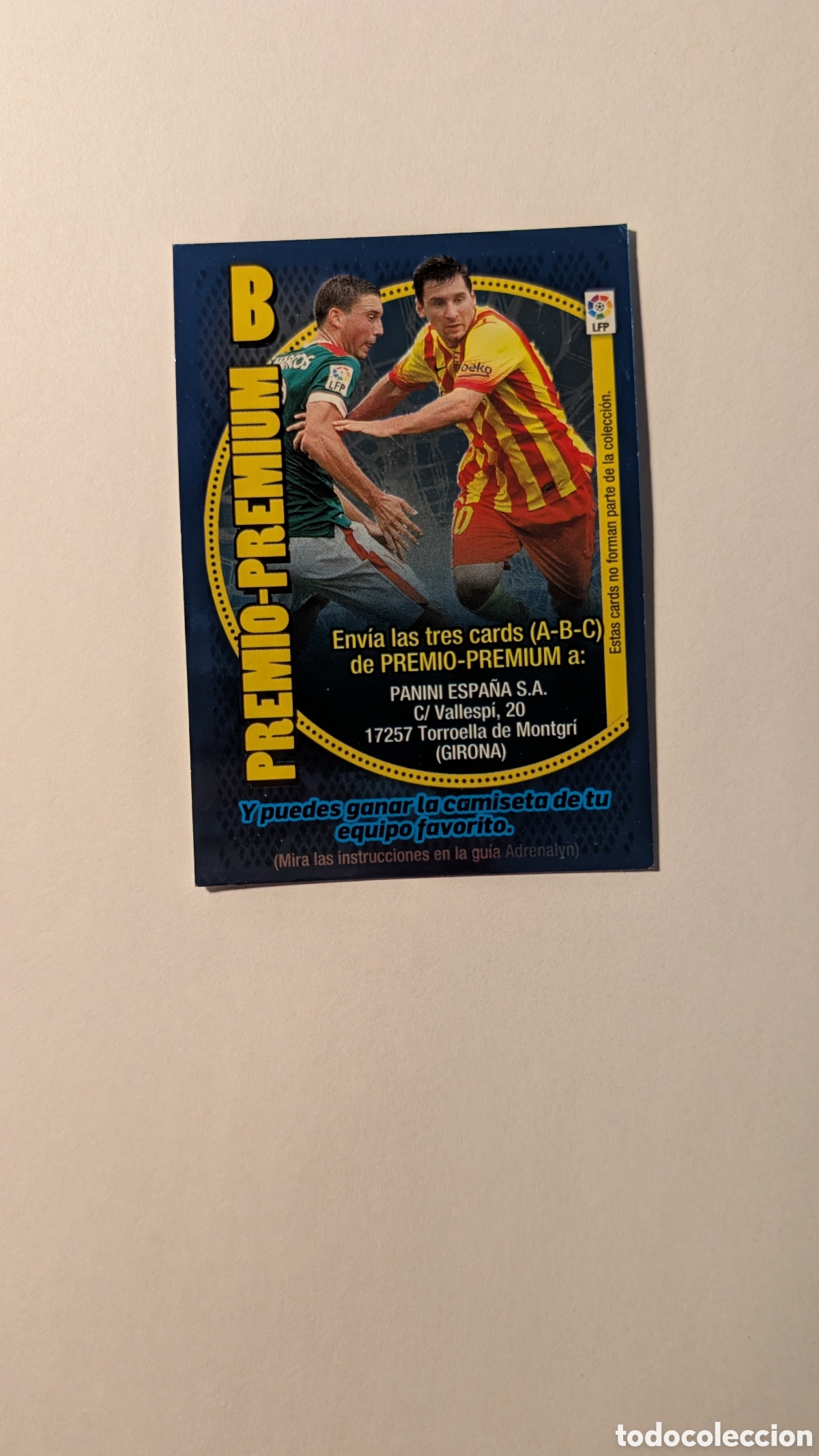 Figurine di Calcio: CARD PREMIO PREMIUM B MESSI BARCELONA ADRENALYN XL LIGA 2014/15 14 15 PANINI