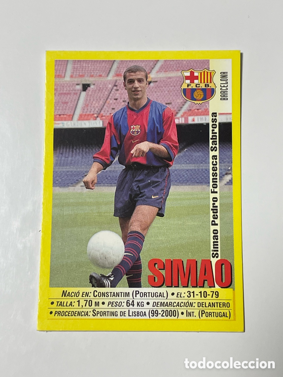 Cromos de F&uacute;tbol: Simao F. C. Barcelona Panini 1999/2000 #10