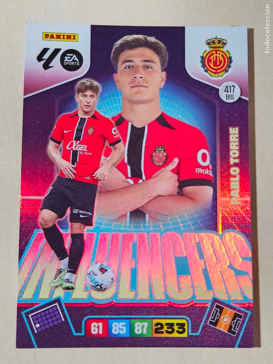 Cromos de F&uacute;tbol: FICHA N&ordm; 417 BIS PABLO TORRE - ADRENALYN 25 26 - PANINI 2025 - 26 - CROMO - INFLUENCERS