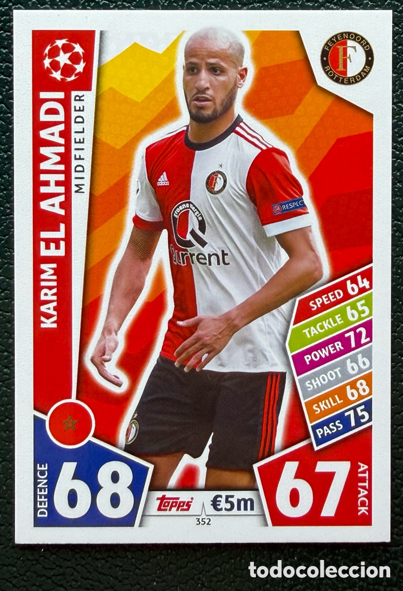 Cromos de Futebol: 352 KARIM EL AHMADI FEYENOORD FICHAS ALBUM MATCH ATTAX CHAMPIONS TOPPS 2017 2018 17 18