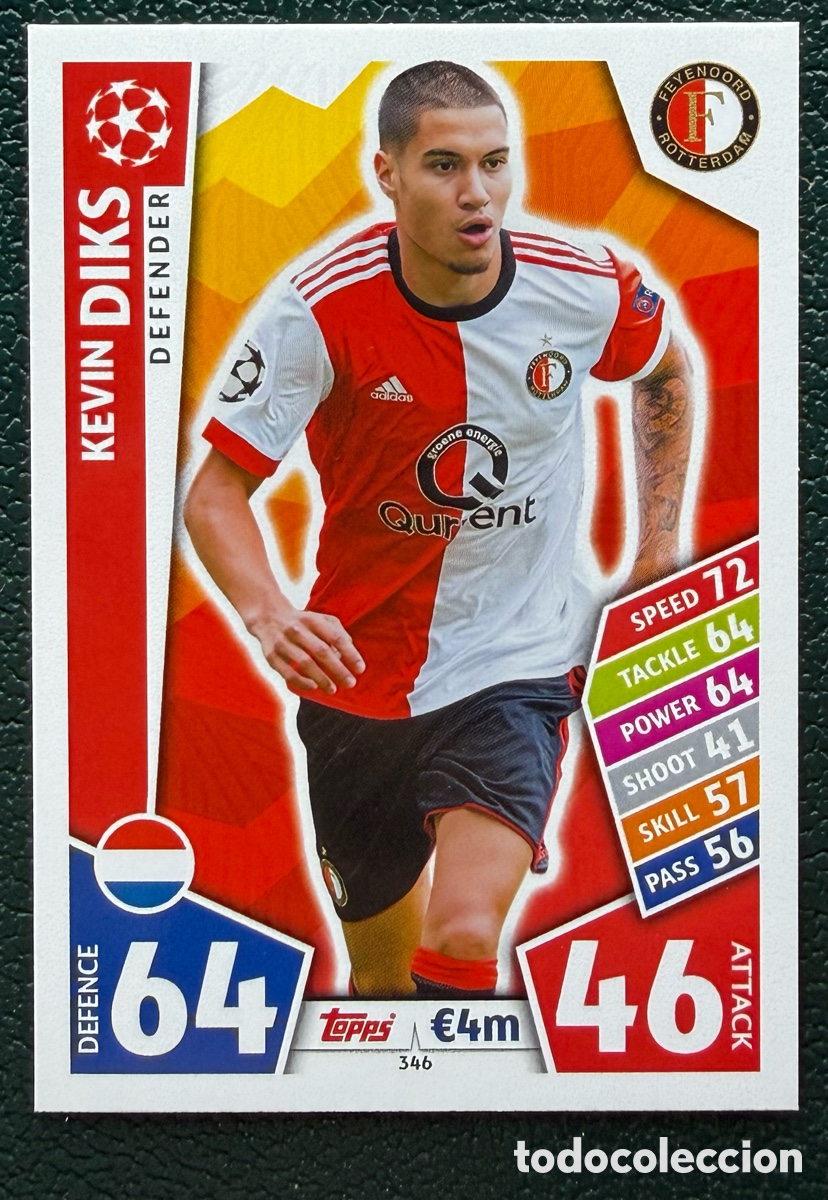 Cromos de Futebol: 346 KEVIN DIKS FEYENOORD FICHAS ALBUM MATCH ATTAX CHAMPIONS TOPPS 2017 2018 17 18