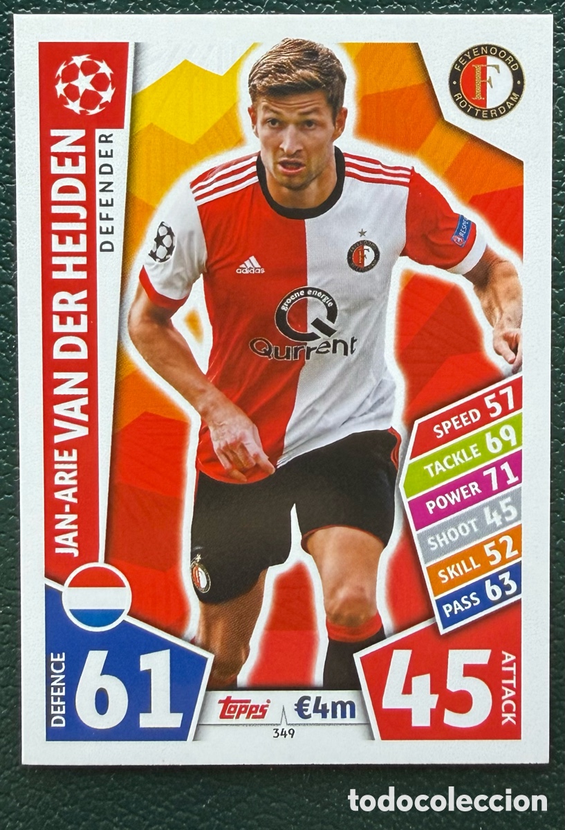 Figurine di Calcio: 349 JAN ARE VAN DER HEIJDEN FEYENOORD FICHAS ALBUM MATCH ATTAX CHAMPIONS TOPPS 2017 2018 17 18