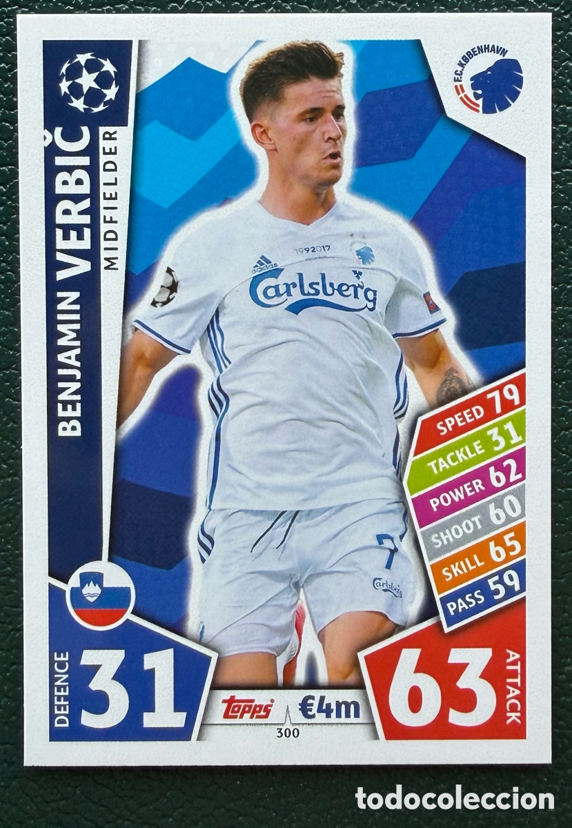 Cromos de F&uacute;tbol: 300 BENJAMIN VERBIC FC KOBENHAVN FICHAS ALBUM MATCH ATTAX CHAMPIONS TOPPS 2017 2018 17 18