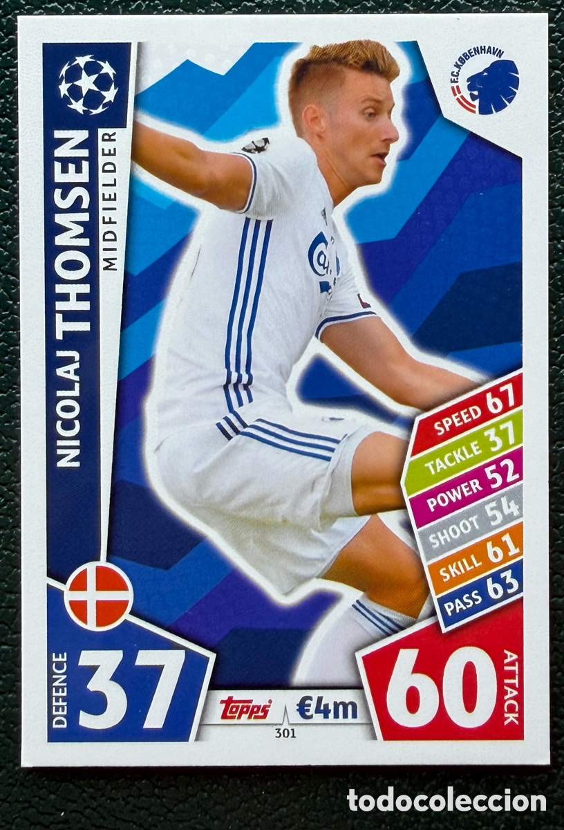 Cromos de F&uacute;tbol: 301 NICOLAJ THOMSEN FC KOBENHAVN FICHAS ALBUM MATCH ATTAX CHAMPIONS TOPPS 2017 2018 17 18
