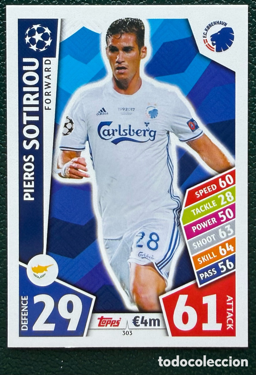 Cromos de F&uacute;tbol: 303 PIEROS SOTIRIOU FC KOBENHAVN FICHAS ALBUM MATCH ATTAX CHAMPIONS TOPPS 2017 2018 17 18