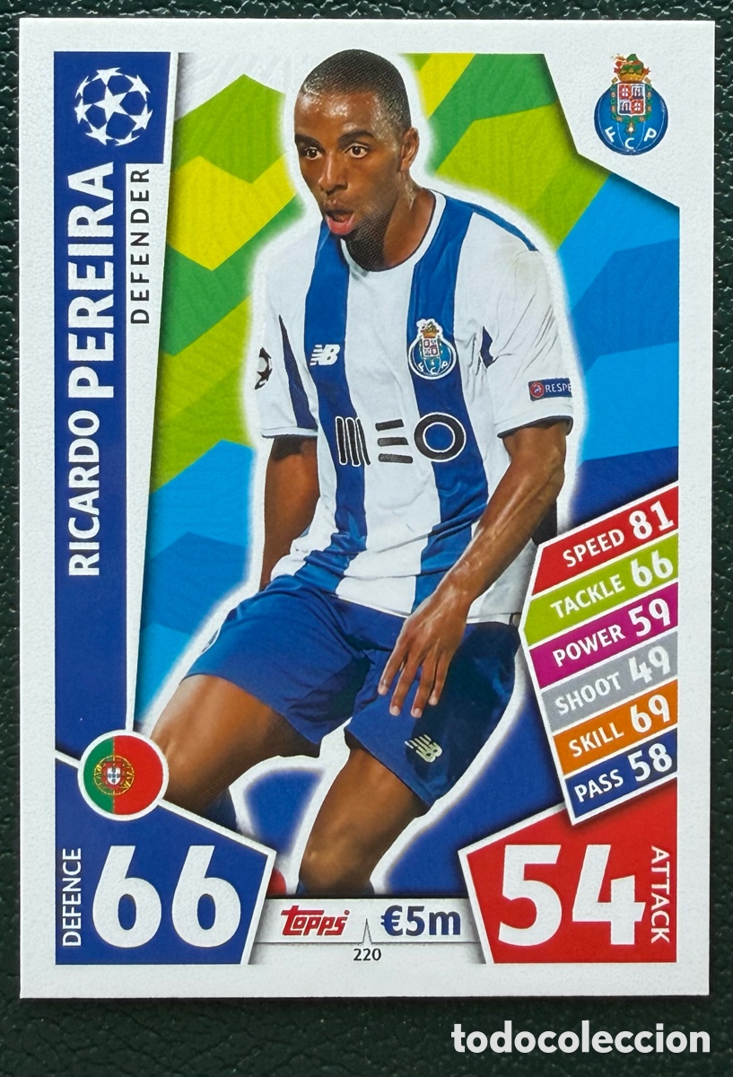 Figurine di Calcio: 220 RICARDO PEREIRA FC PORTO FICHAS ALBUM MATCH ATTAX CHAMPIONS TOPPS 2017 2018 17 18