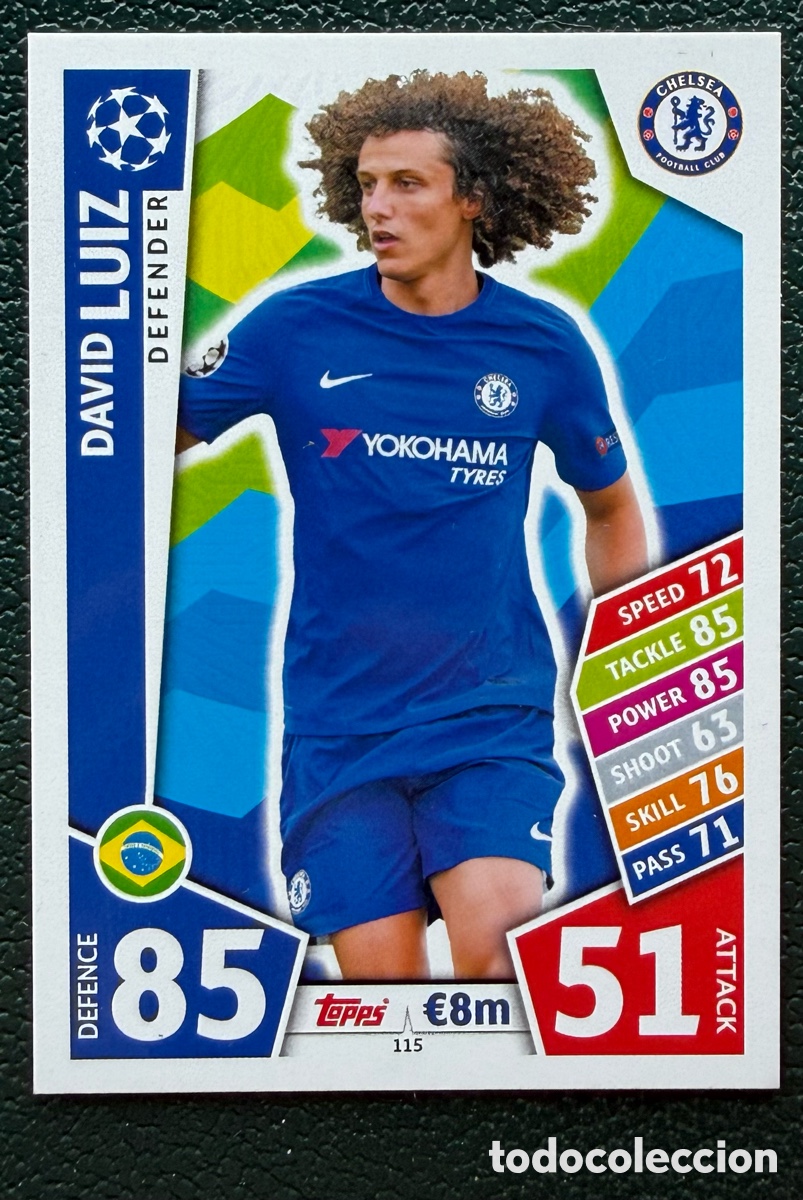 Cromos de Futebol: 115 DAVID LUIZ CHELSEA FC FICHAS ALBUM MATCH ATTAX CHAMPIONS TOPPS 2017 2018 17 18