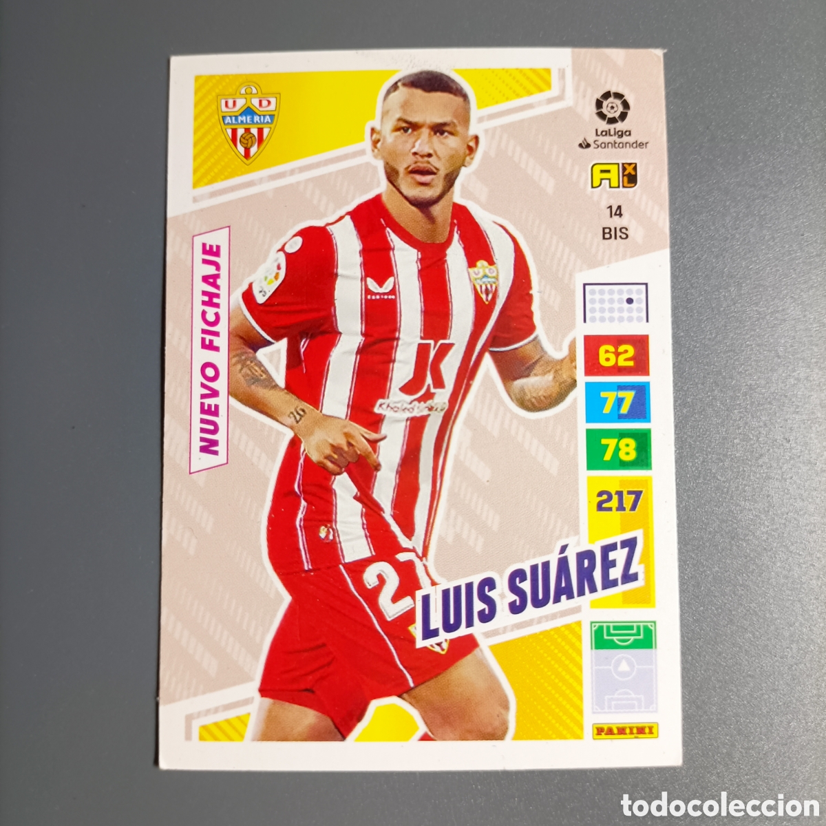 Cromos de F&uacute;tbol: ADRENALYN. LIGA 2022-2023 (ALMER&Iacute;A) №14 BIS. LUIS SU&Aacute;REZ / nuevo fichaje