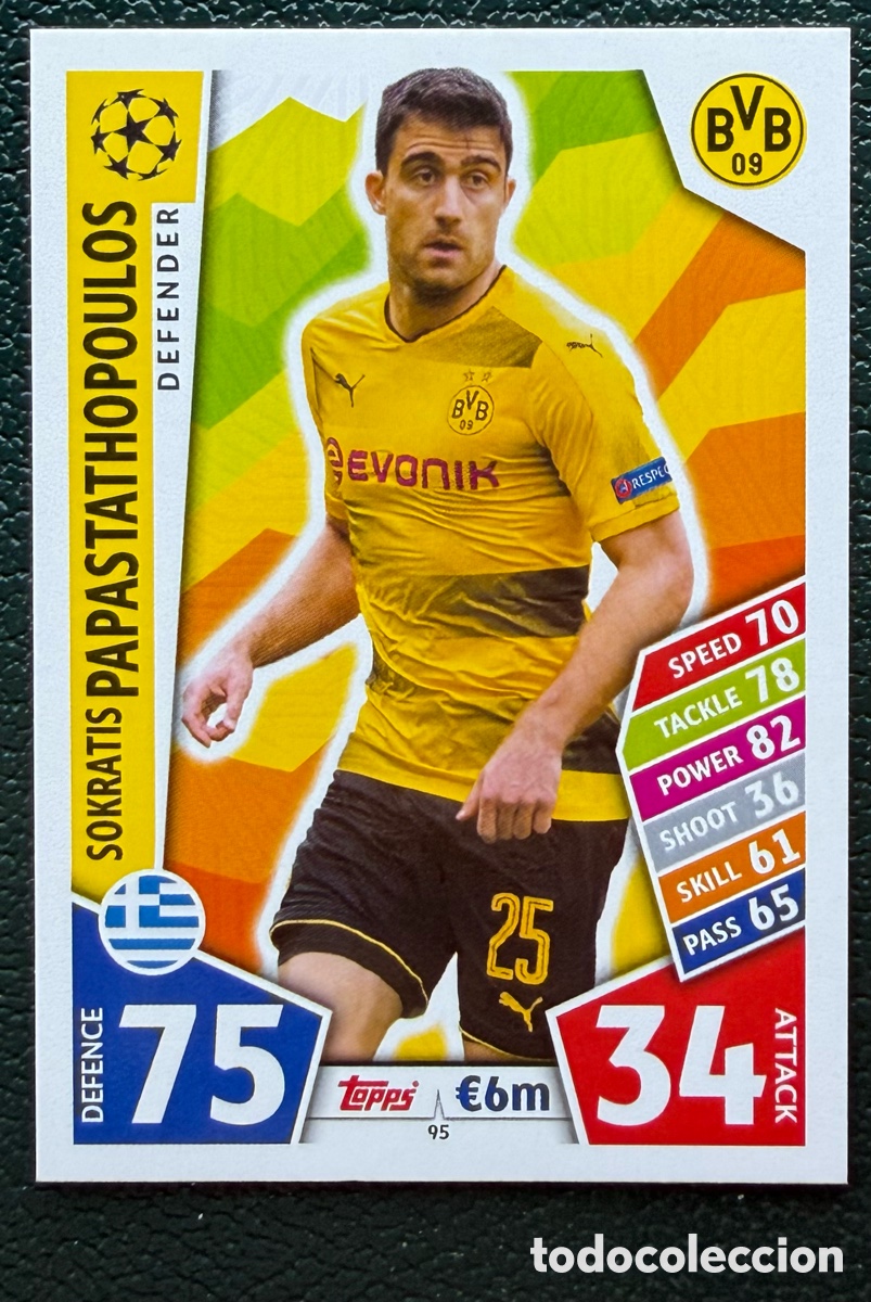 Football Stickers: 95 PAPASTATHOPOULOS BORUSSIA DORTMUND FICHAS ALBUM MATCH ATTAX CHAMPIONS TOPPS 2017 2018 17 18