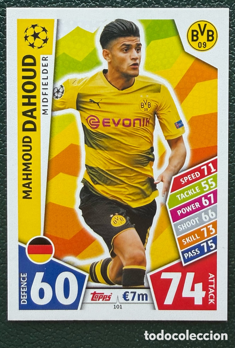 Fu&szlig;ball-Sticker: 101 MAHMOUD DAHOUD BORUSSIA DORTMUND FICHAS ALBUM MATCH ATTAX CHAMPIONS TOPPS 2017 2018 17 18