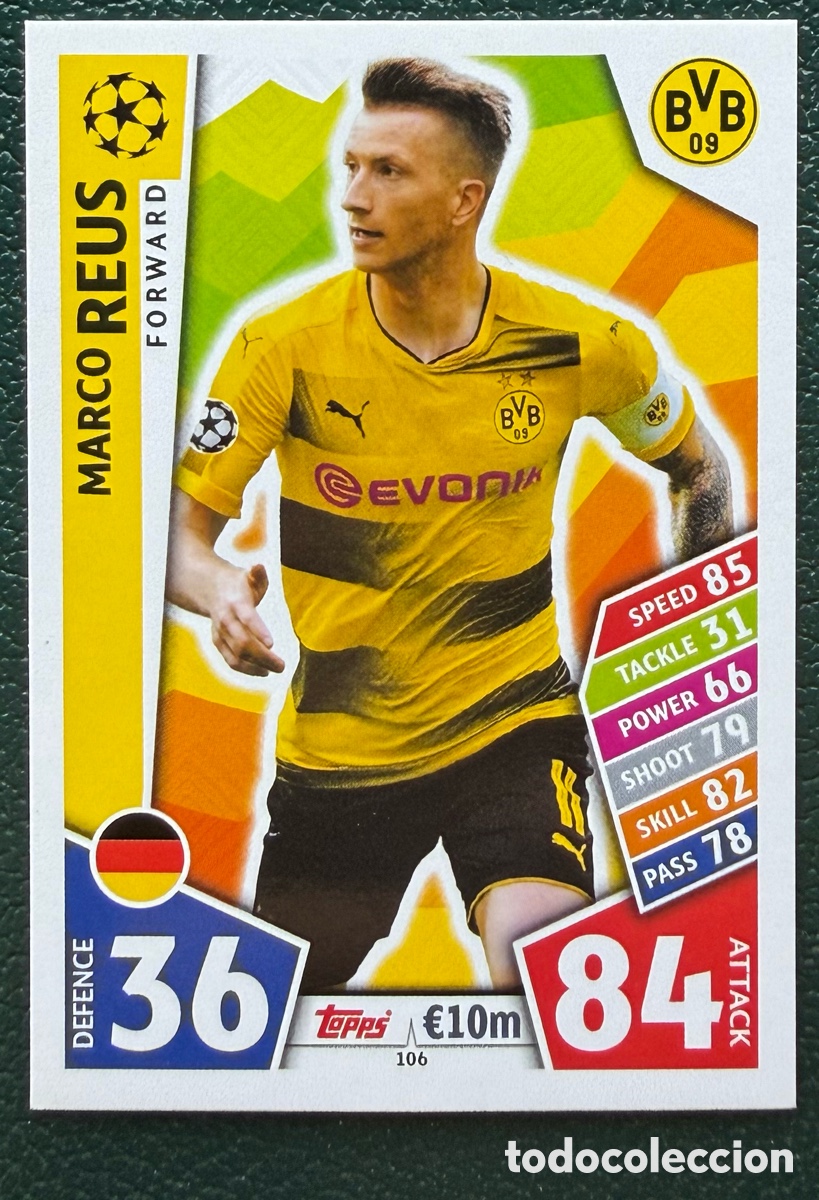 Figurine di Calcio: 106 MARCO REUS BORUSSIA DORTMUND FICHAS ALBUM MATCH ATTAX CHAMPIONS TOPPS 2017 2018 17 18