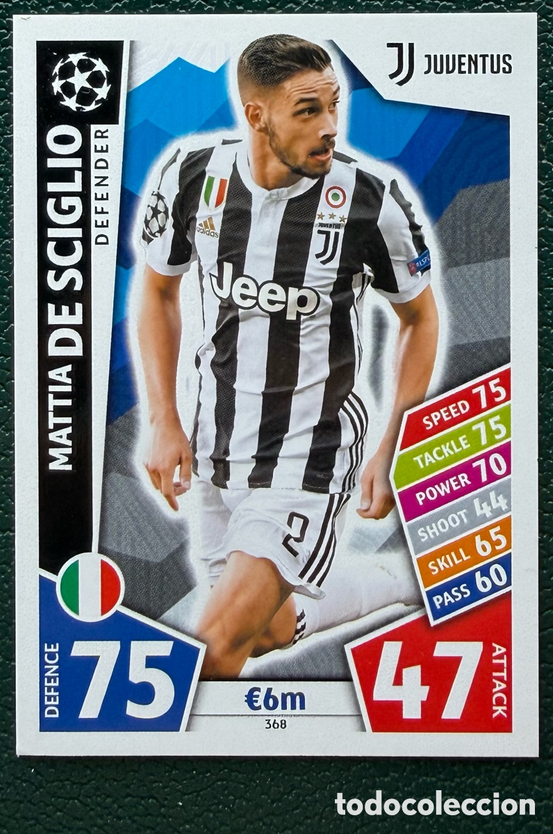 Cromos de F&uacute;tbol: 368 MATTIA DE SCIGLIO JUVENTUS FICHAS ALBUM MATCH ATTAX CHAMPIONS TOPPS 2017 2018 17 18