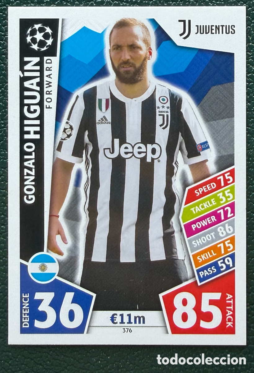 Cromos de F&uacute;tbol: 376 GONZALO HIGUAIN JUVENTUS FICHAS ALBUM MATCH ATTAX CHAMPIONS TOPPS 2017 2018 17 18