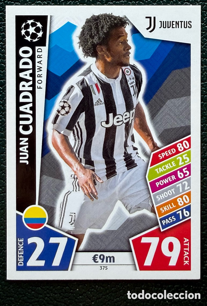Cromos de F&uacute;tbol: 375 JUAN CUADRADO JUVENTUS FICHAS ALBUM MATCH ATTAX CHAMPIONS TOPPS 2017 2018 17 18