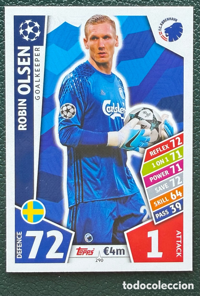 Cromos de F&uacute;tbol: 290 ROBIN OLSEN FC KOBENHAVN FICHAS ALBUM MATCH ATTAX CHAMPIONS TOPPS 2017 2018 17 18