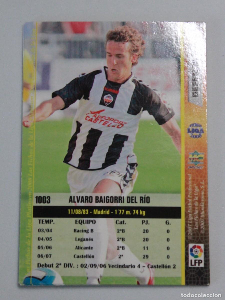 Cromos de F&uacute;tbol: &Aacute;lvaro Baigorri del R&iacute;o CD Castell&oacute;n Fichas Liga Platinum 2008 Mundicromo Sport N&ordm; 1003