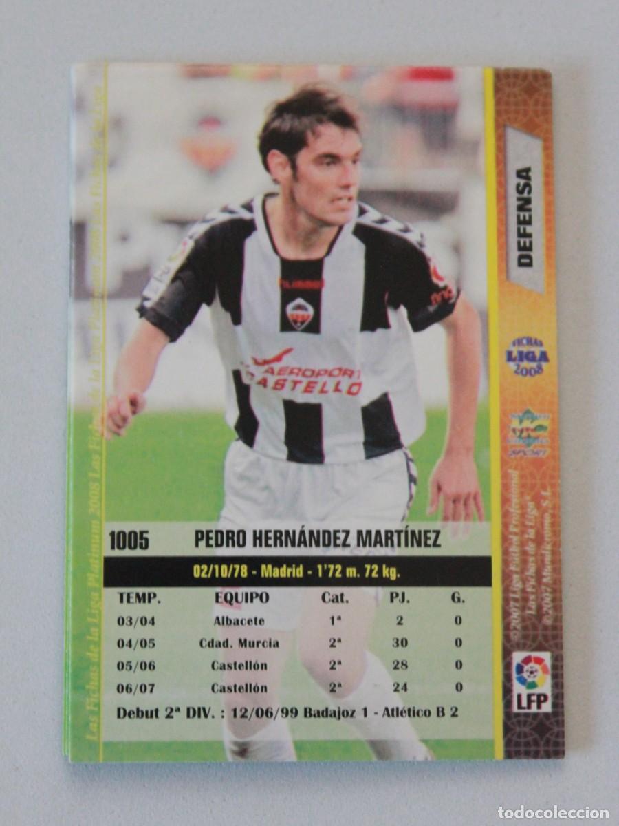 Cromos de F&uacute;tbol: Pedro Hern&aacute;ndez Mart&iacute;nez CD Castell&oacute;n Fichas Liga Platinum 2008 Mundicromo Sport N&ordm; 1005
