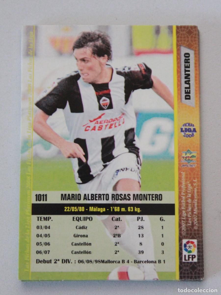 Cromos de F&uacute;tbol: Mario Alberto Rosas Montero CD Castell&oacute;n Fichas Liga Platinum 2008 N&ordm; 1011 Mundicromo Sport