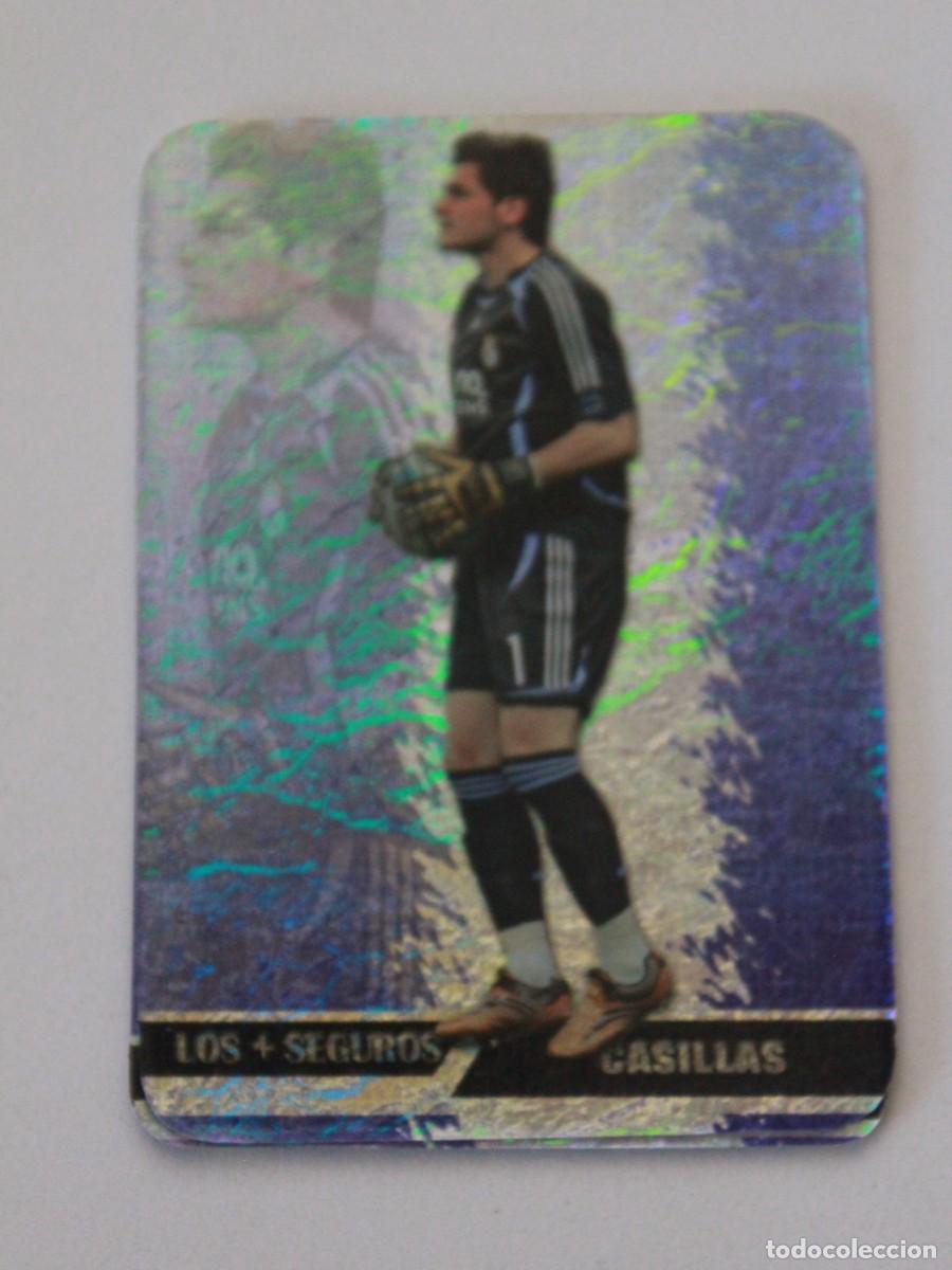 Cromos de F&uacute;tbol: Casillas Los 4 Seguros Real Madrid CF Tarjeta Especial Brillante