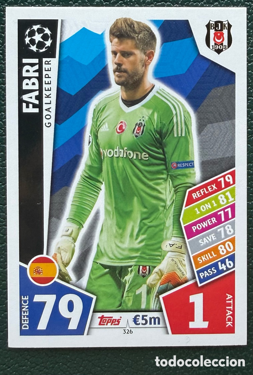 Fu&szlig;ball-Sticker: 326 FABRI BESIKTAS JK FICHAS ALBUM MATCH ATTAX CHAMPIONS TOPPS 2017 2018 17 18
