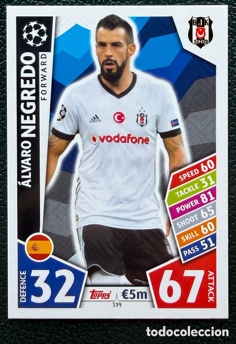Cromos de F&uacute;tbol: 339 ALVARO NEGREDO BESIKTAS JK FICHAS ALBUM MATCH ATTAX CHAMPIONS TOPPS 2017 2018 17 18