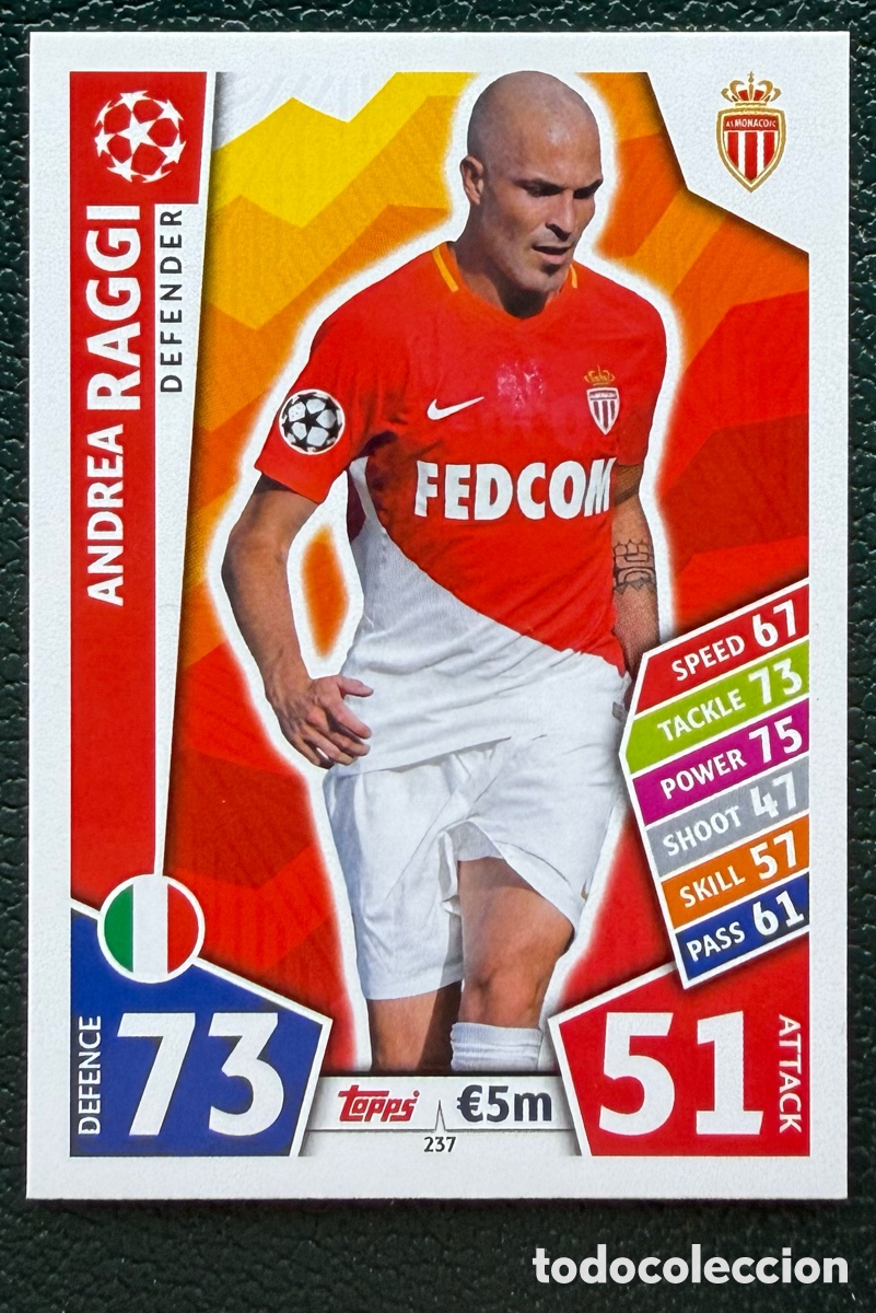 Cartes &agrave; collectionner de Football: 237 ANDREA RAGGI AS MONACO FICHAS ALBUM MATCH ATTAX CHAMPIONS TOPPS 2017 2018 17 18