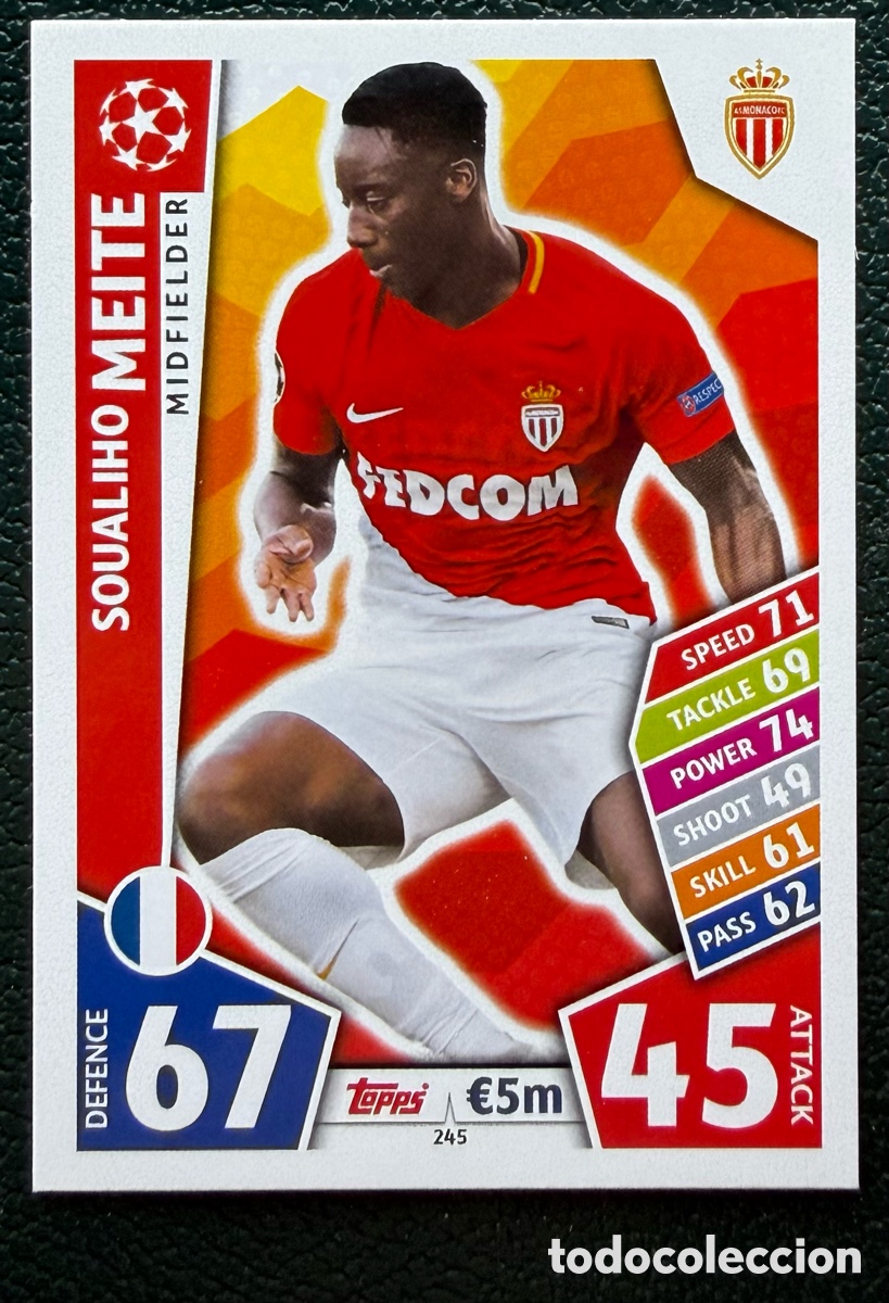 Cartes &agrave; collectionner de Football: 245 SOUALIHO MEITE AS MONACO FICHAS ALBUM MATCH ATTAX CHAMPIONS TOPPS 2017 2018 17 18