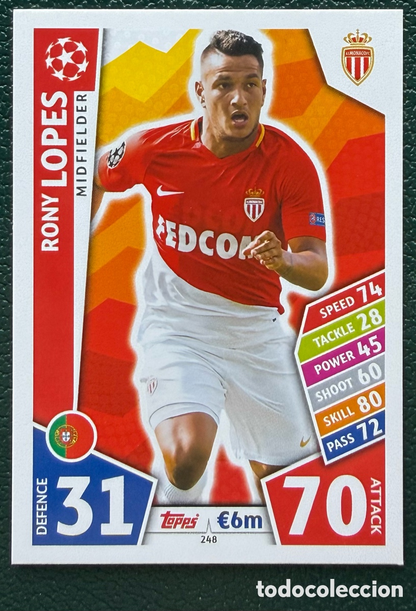 Cartes &agrave; collectionner de Football: 248 RONY LOPES AS MONACO FICHAS ALBUM MATCH ATTAX CHAMPIONS TOPPS 2017 2018 17 18