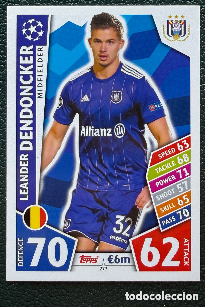 Cartes &agrave; collectionner de Football: 277 LEANDER DENDONCKER RSC ANDERLECHT FICHAS ALBUM MATCH ATTAX CHAMPIONS TOPPS 2017 2018 17 18