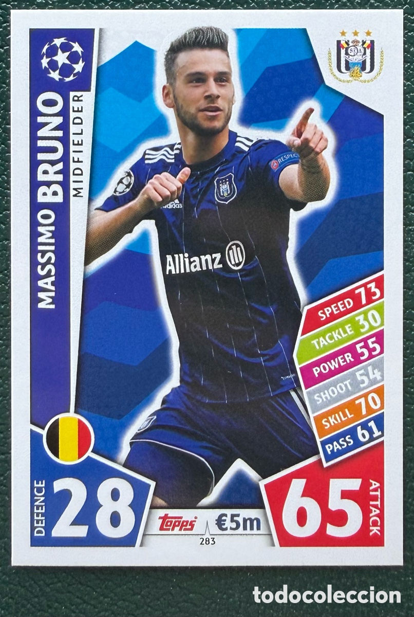 Football Stickers: 283 MASSIMO BRUNO RSC ANDERLECHT FICHAS ALBUM MATCH ATTAX CHAMPIONS TOPPS 2017 2018 17 18