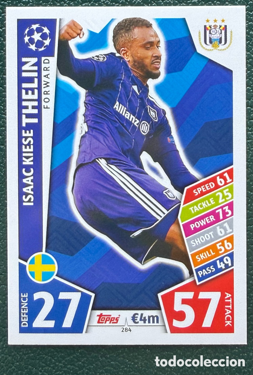 Football Stickers: 284 ISAAC KIESE THELIN RSC ANDERLECHT FICHAS ALBUM MATCH ATTAX CHAMPIONS TOPPS 2017 2018 17 18