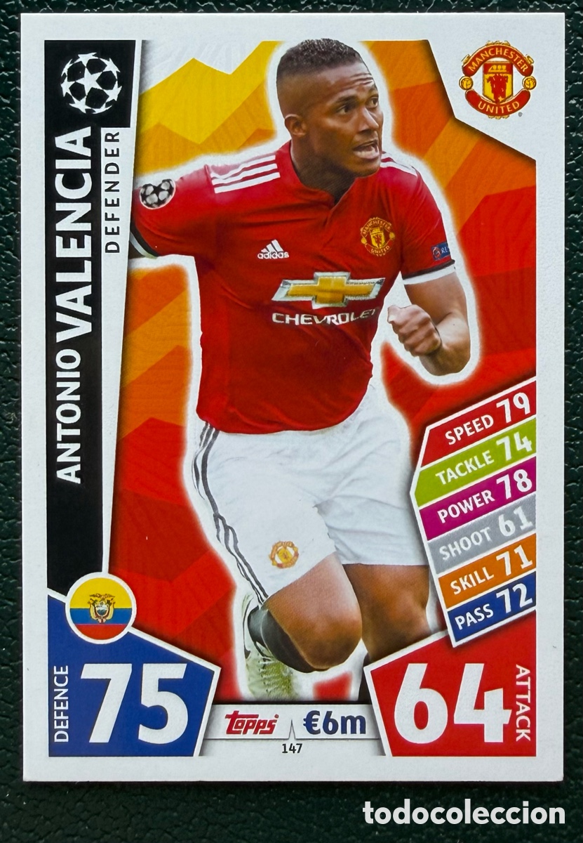 Figurine di Calcio: 147 ANTONIO VALENCIA MANCHESTER UNITED FICHAS ALBUM MATCH ATTAX CHAMPIONS TOPPS 2017 2018 17 18