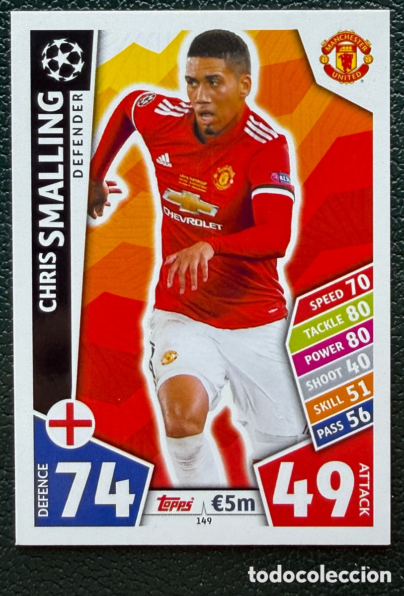 Cartes &agrave; collectionner de Football: 149 CHRIS SMALLING MANCHESTER UNITED FICHAS ALBUM MATCH ATTAX CHAMPIONS TOPPS 2017 2018 17 18