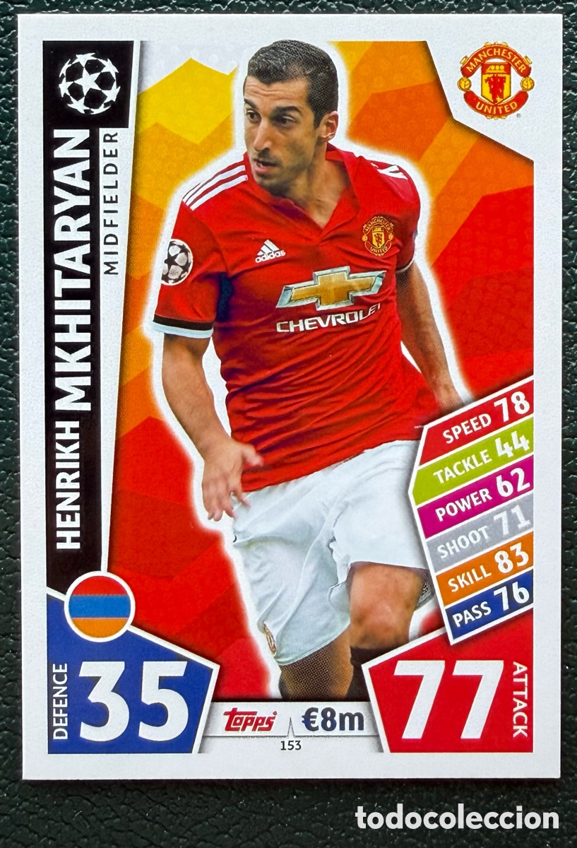 Cartes &agrave; collectionner de Football: 153 HENRIKH MKHITARYAN MANCHESTER UNITED FICHAS ALBUM MATCH ATTAX CHAMPIONS TOPPS 2017 2018 17 18