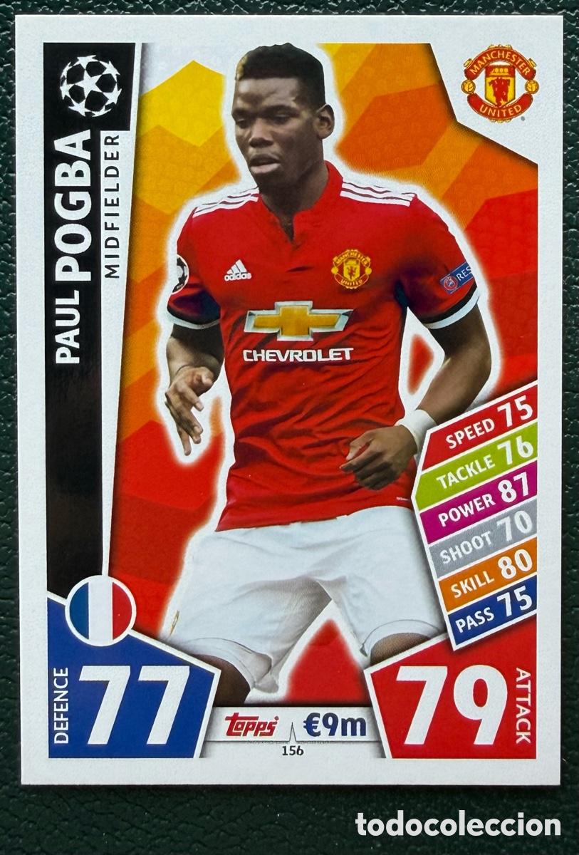 Cartes &agrave; collectionner de Football: 156 PAUL POGBA MANCHESTER UNITED FICHAS ALBUM MATCH ATTAX CHAMPIONS TOPPS 2017 2018 17 18