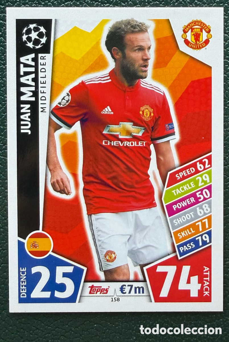 Cromos de Futebol: 158 JUAN MATA MANCHESTER UNITED FICHAS ALBUM MATCH ATTAX CHAMPIONS TOPPS 2017 2018 17 18