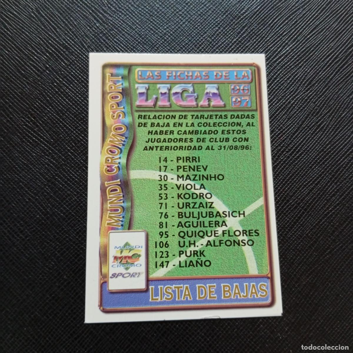 Cromos de F&uacute;tbol: LISTA DE BAJAS MUNDICROMO 1996 1997 CROMO FUTBOL LIGA 96 97 - A151 PG217